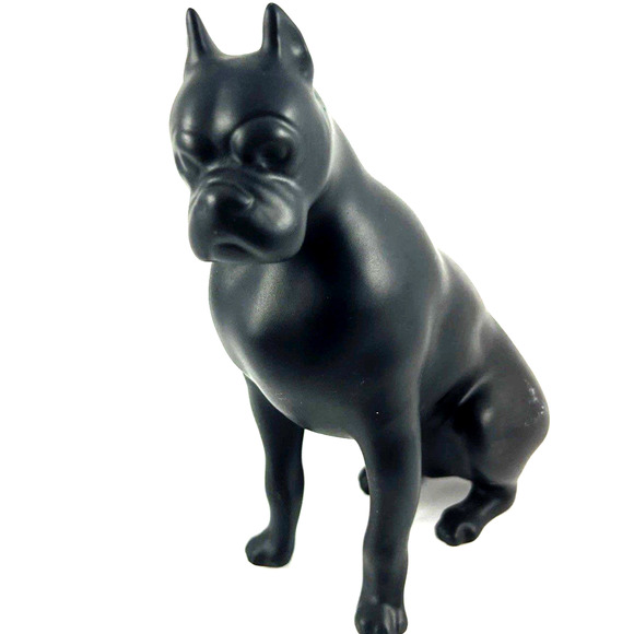 RARE!!  Royal Dux Bohemia Porcelain Boxer Dog Figurine Matte Black Czech ArtDeco - Picture 1 of 7
